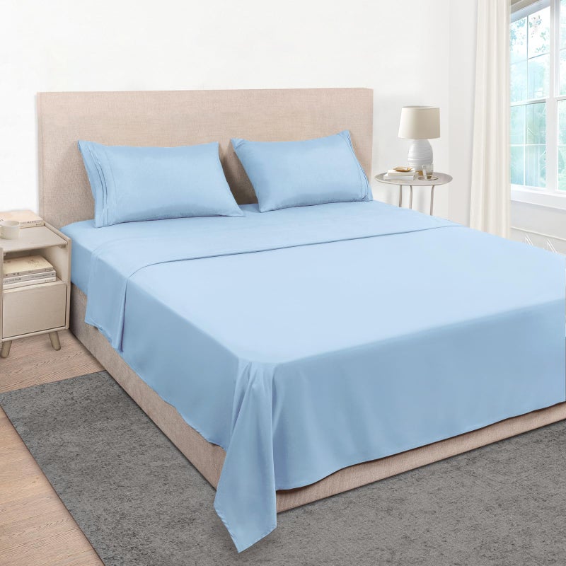Mejoroom Full Size Sheet Sets - 16 Inches Deep Pocket Bed Sheets & Pillowcase Sets - 1800 Collection Microfiber Bed Sheet Set - Extra Soft, Fade & Wrinkle Resistant - 4 Piece(Full,Light Blue) - Image 1